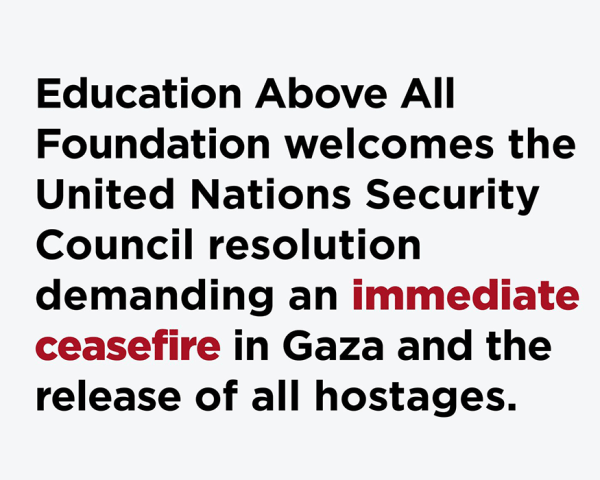 EAA Foundation Welcomes UNSC Call for Gaza Ceasefire, Urges Protection of Innocent Lives
